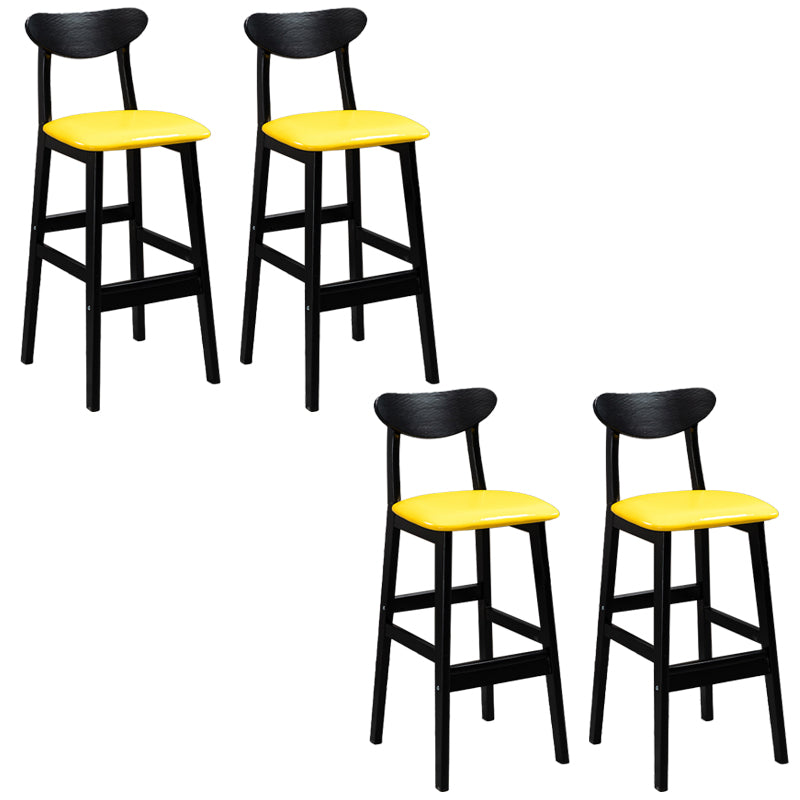 Industrial Solid Wood Bar Stool Upholstered Bar Stools with Black Legs