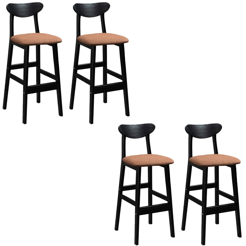 Industrial Solid Wood Bar Stool Upholstered Bar Stools with Black Legs