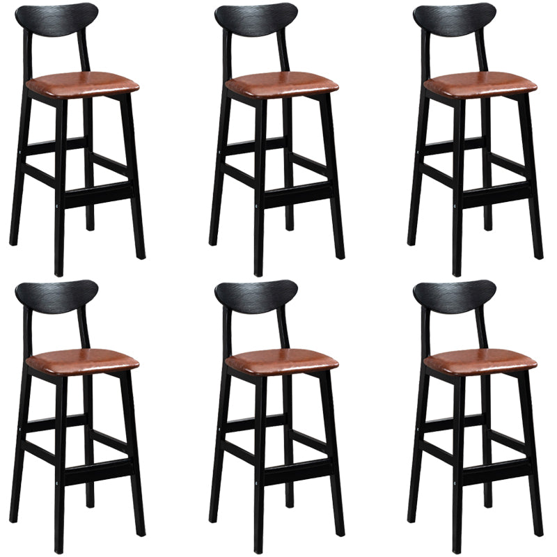 Industrial Solid Wood Bar Stool Upholstered Bar Stools with Black Legs