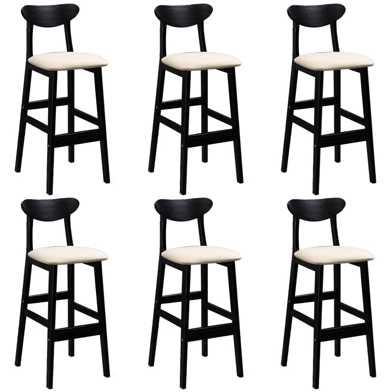 Industrial Solid Wood Bar Stool Upholstered Bar Stools with Black Legs