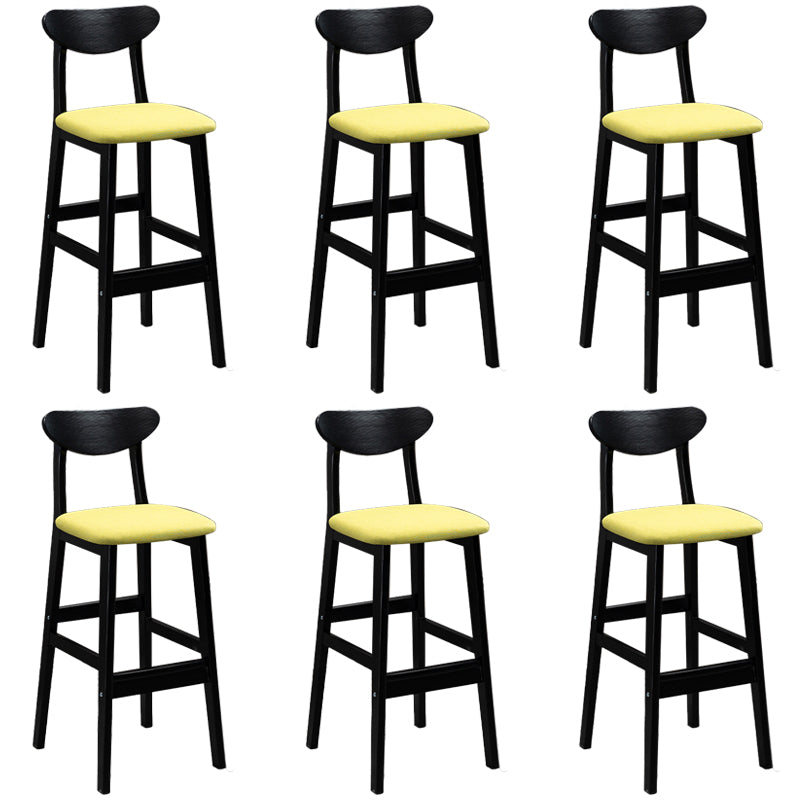Industrial Solid Wood Bar Stool Upholstered Bar Stools with Black Legs