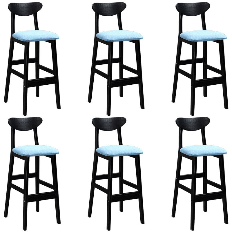 Industrial Solid Wood Bar Stool Upholstered Bar Stools with Black Legs