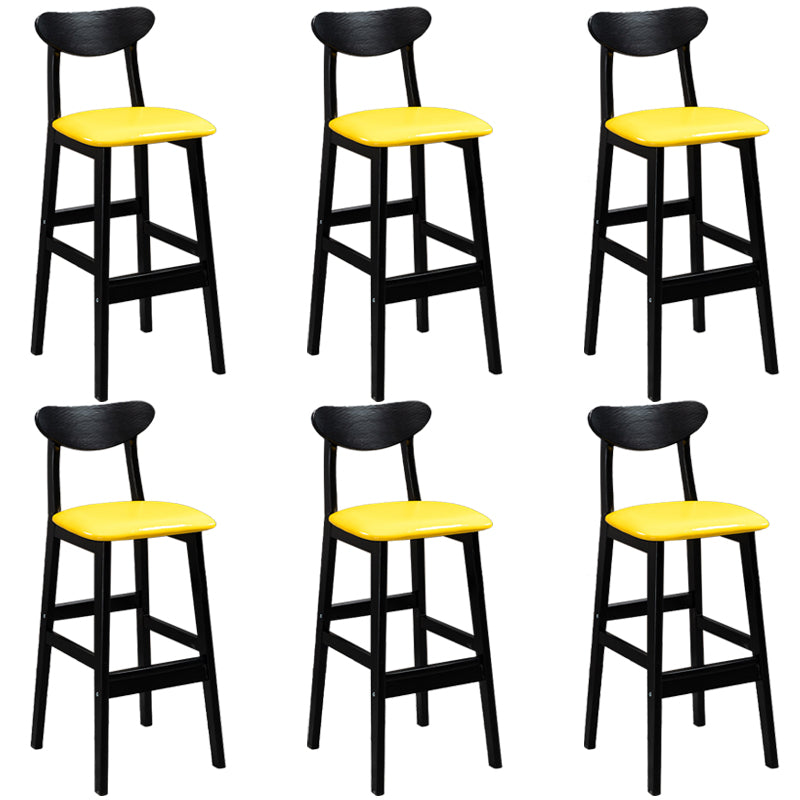 Industrial Solid Wood Bar Stool Upholstered Bar Stools with Black Legs