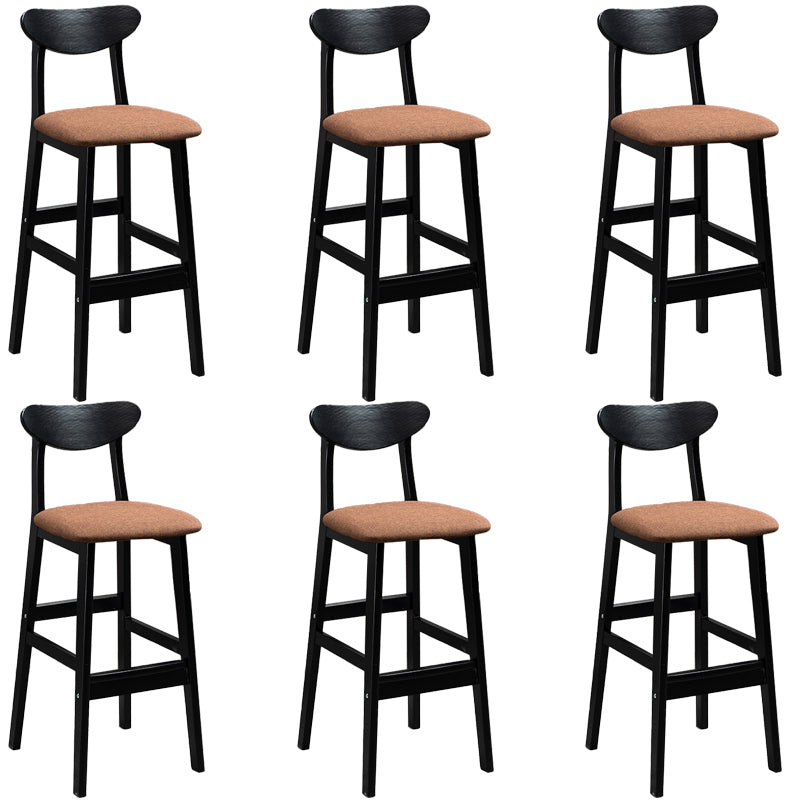 Industrial Solid Wood Bar Stool Upholstered Bar Stools with Black Legs