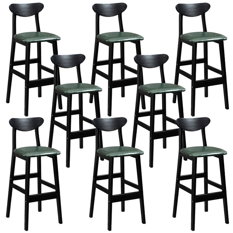 Industrial Solid Wood Bar Stool Upholstered Bar Stools with Black Legs