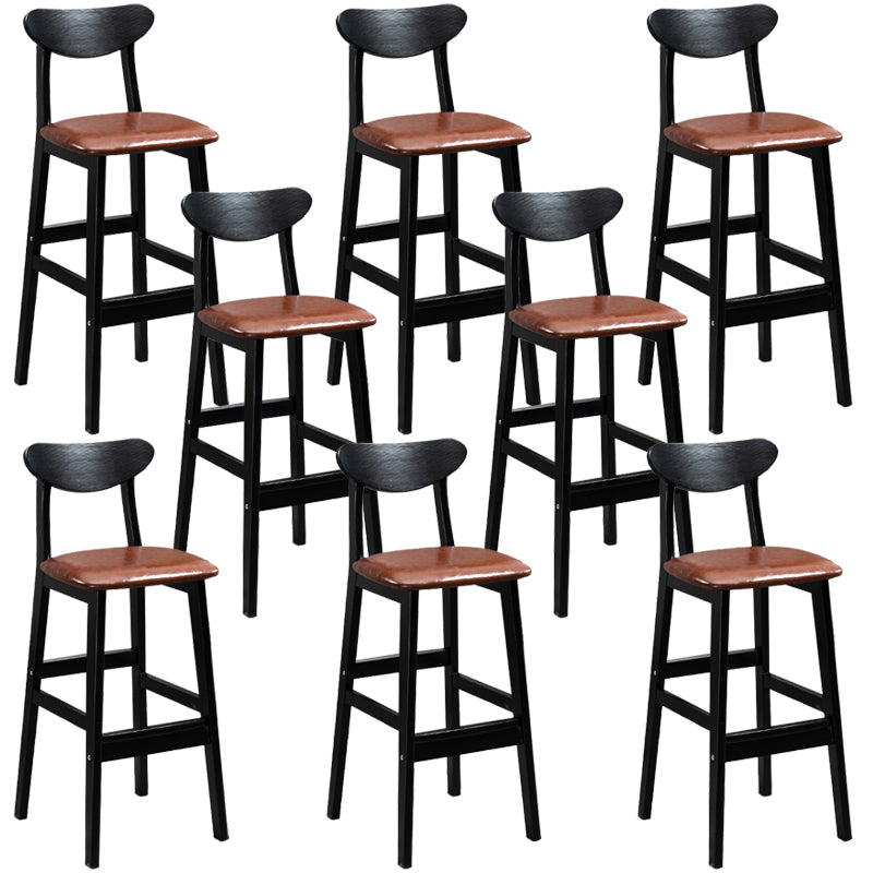 Industrial Solid Wood Bar Stool Upholstered Bar Stools with Black Legs