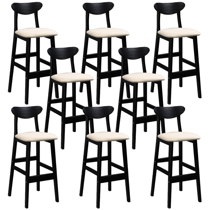 Industrial Solid Wood Bar Stool Upholstered Bar Stools with Black Legs