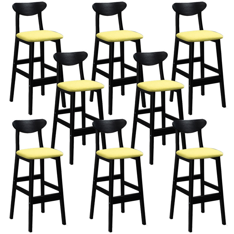 Industrial Solid Wood Bar Stool Upholstered Bar Stools with Black Legs