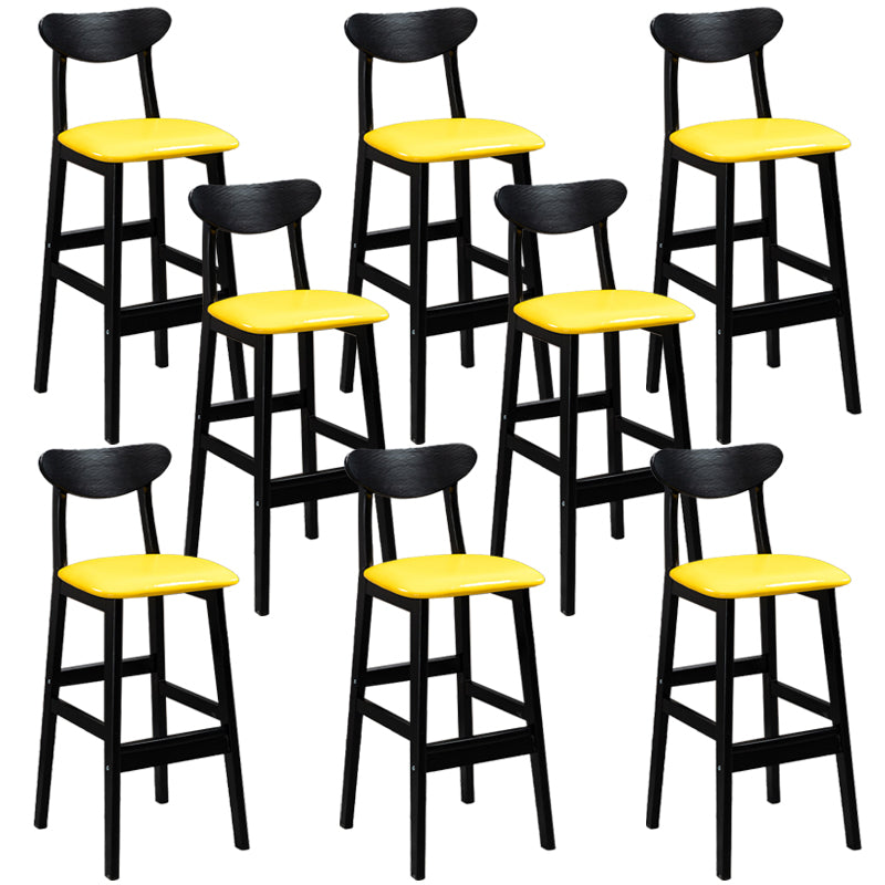 Industrial Solid Wood Bar Stool Upholstered Bar Stools with Black Legs