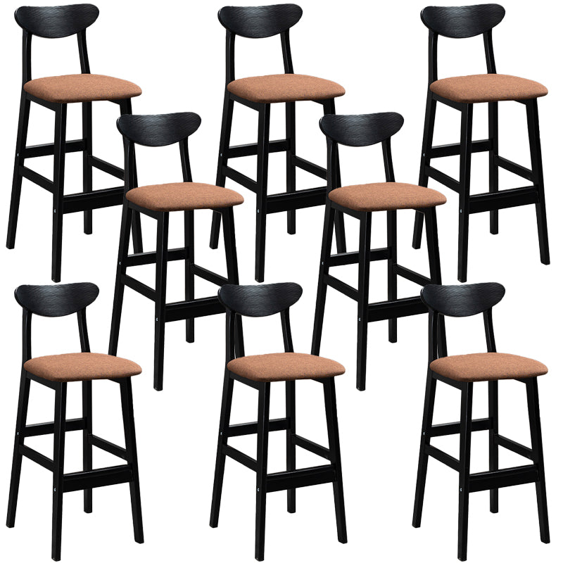 Industrial Solid Wood Bar Stool Upholstered Bar Stools with Black Legs