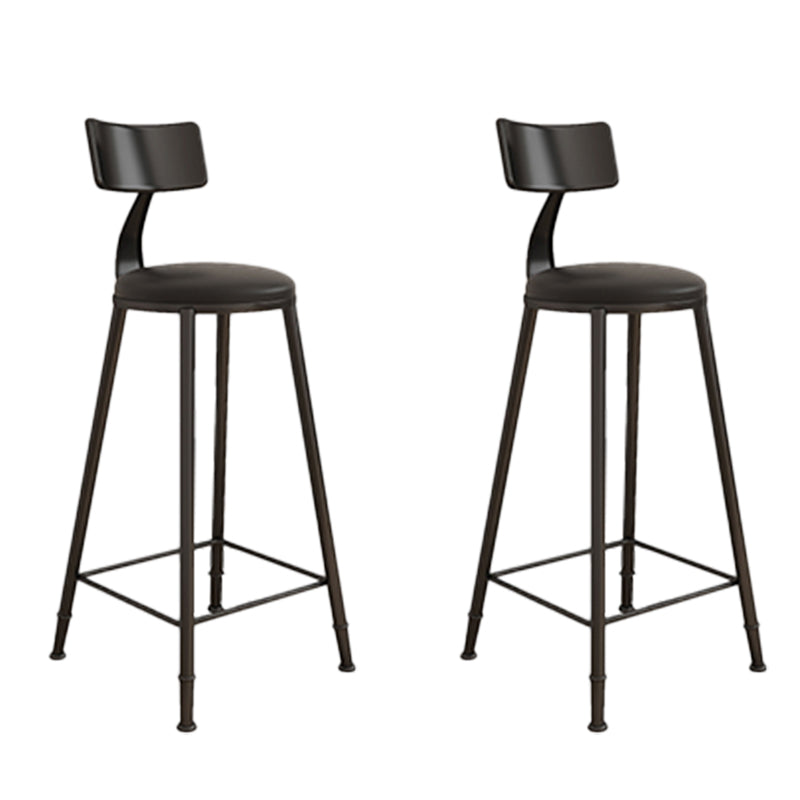 Contemporary Round Dining Stools Metal Barstools with Footrest