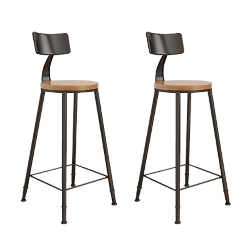 Contemporary Round Dining Stools Metal Barstools with Footrest