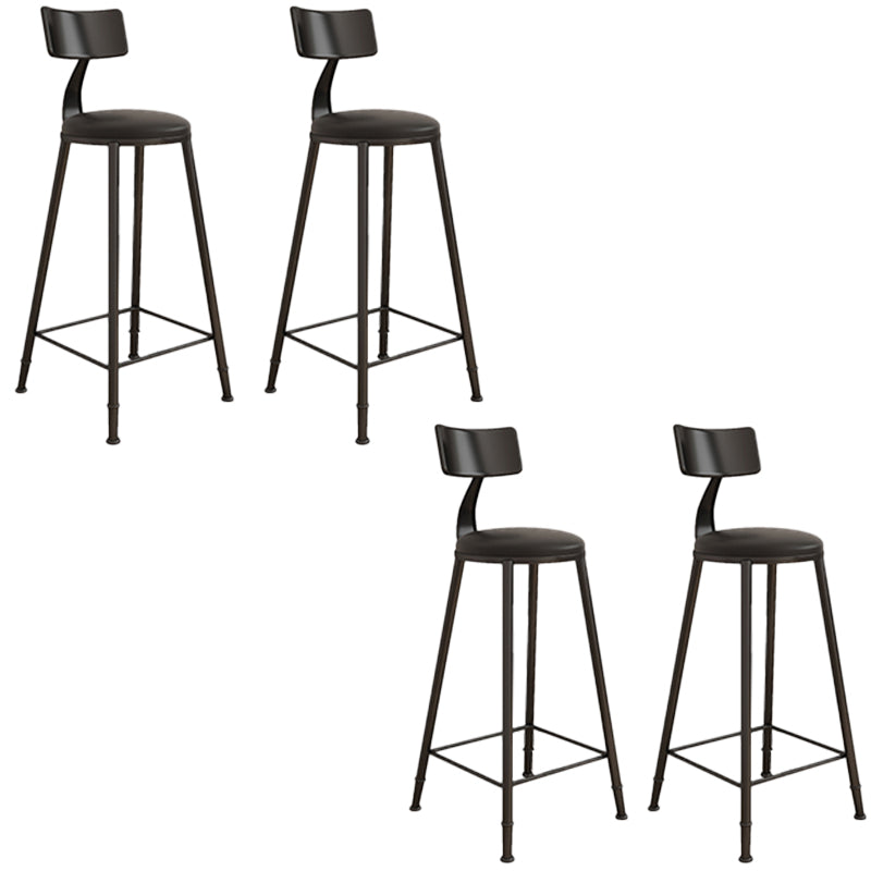 Contemporary Round Dining Stools Metal Barstools with Footrest