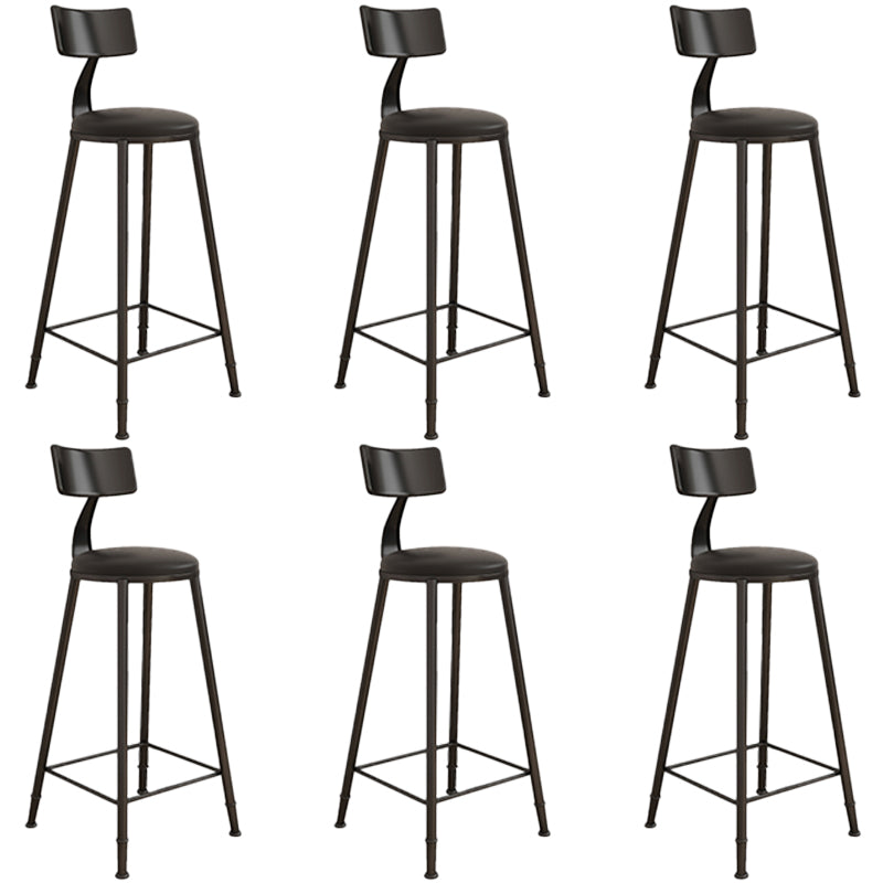 Contemporary Round Dining Stools Metal Barstools with Footrest