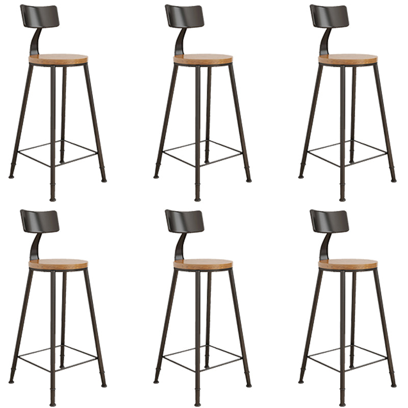 Contemporary Round Dining Stools Metal Barstools with Footrest