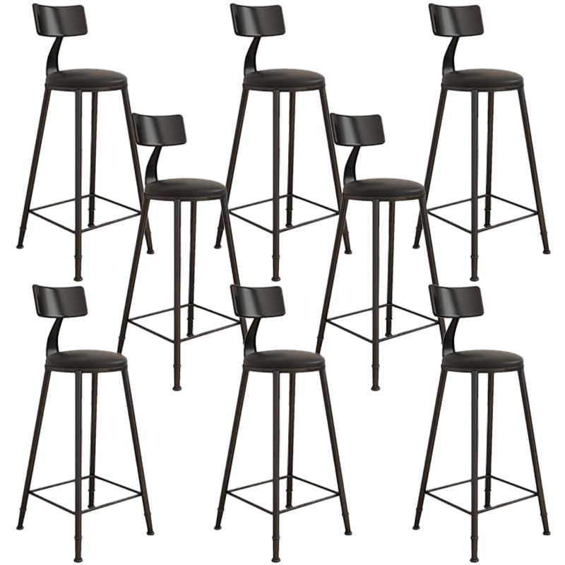 Contemporary Round Dining Stools Metal Barstools with Footrest