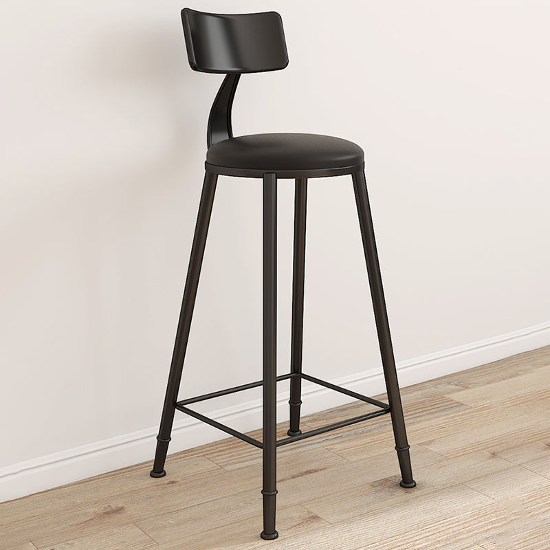 Contemporary Round Dining Stools Metal Barstools with Footrest