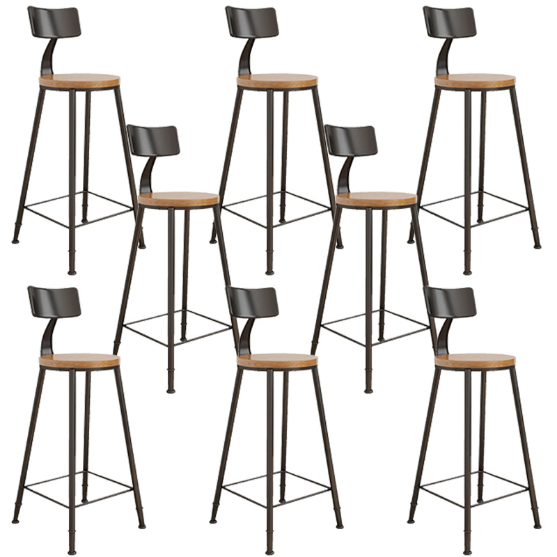 Contemporary Round Dining Stools Metal Barstools with Footrest