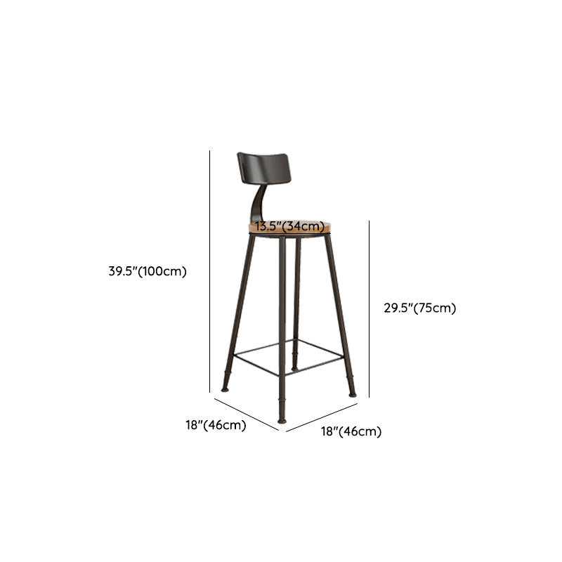 Contemporary Round Dining Stools Metal Barstools with Footrest
