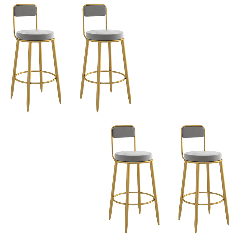 Round Upholstered Dining Stools Armless Bar Stools with Footrest