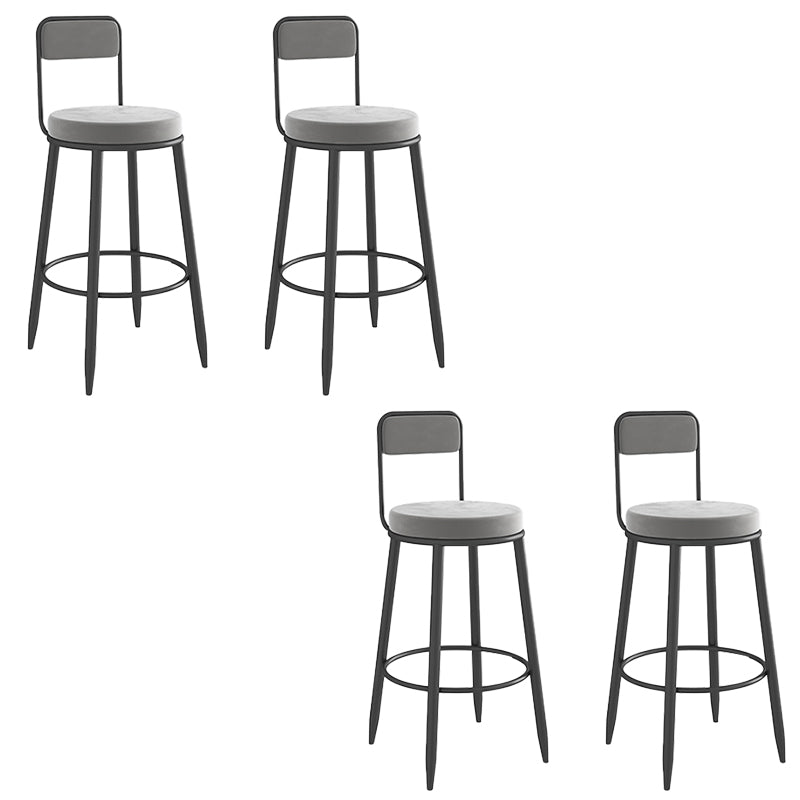 Round Upholstered Dining Stools Armless Bar Stools with Footrest
