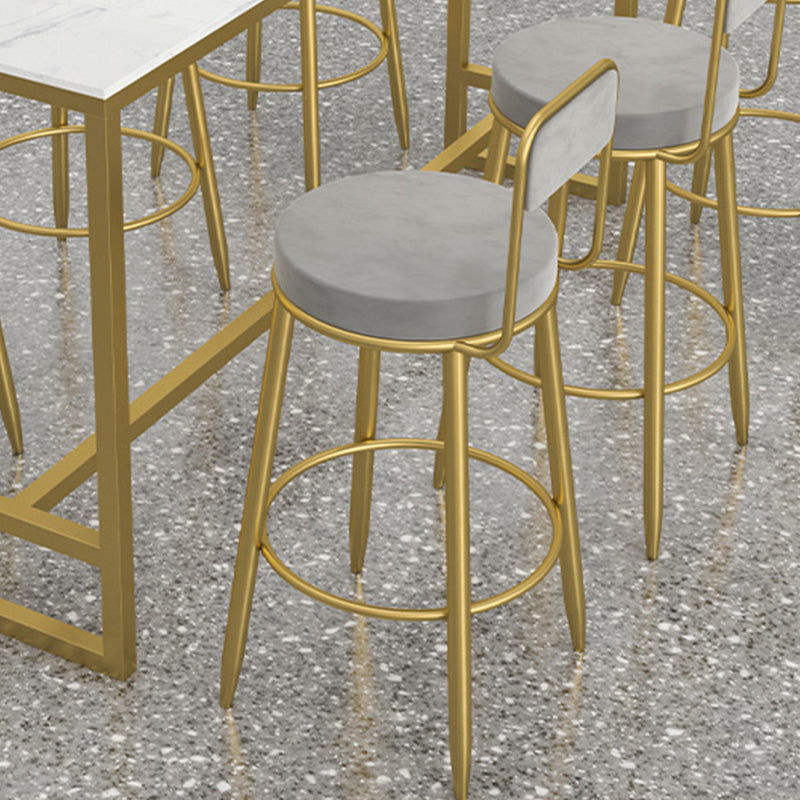 Round Upholstered Dining Stools Armless Bar Stools with Footrest