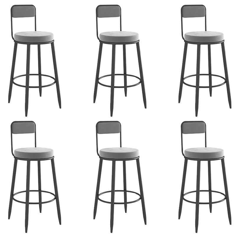 Round Upholstered Dining Stools Armless Bar Stools with Footrest
