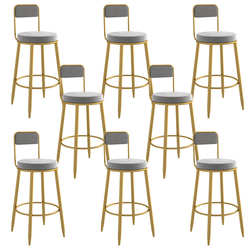 Round Upholstered Dining Stools Armless Bar Stools with Footrest