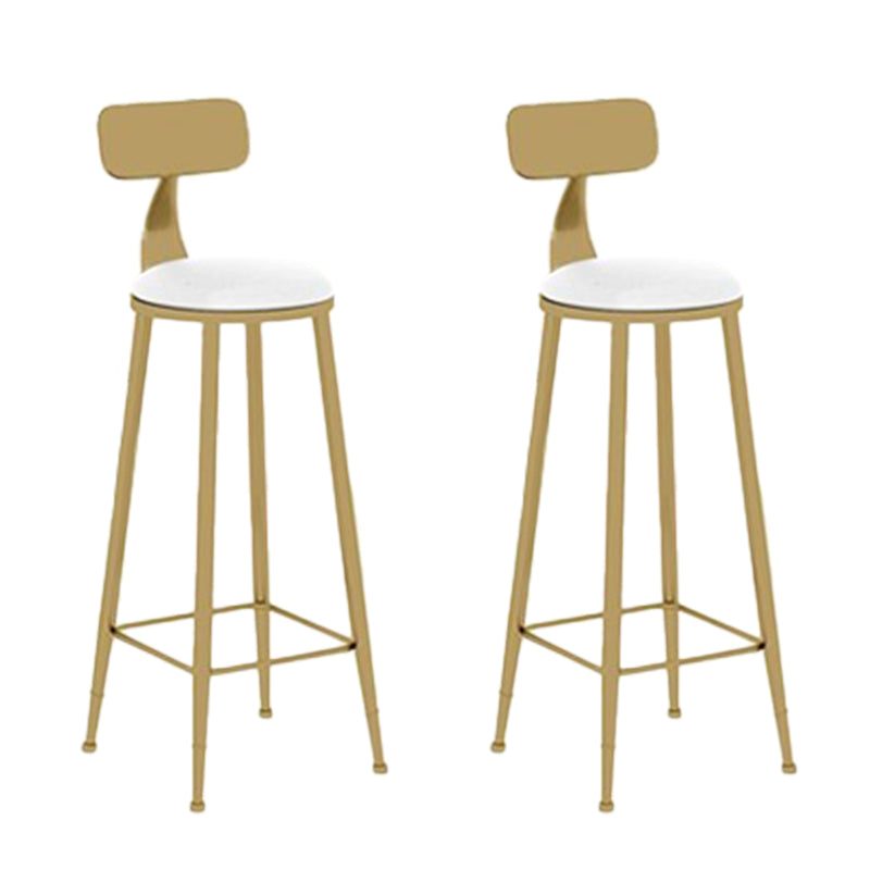 Glam Round Dining Stool Low Back Chairs with Gold Metal Base