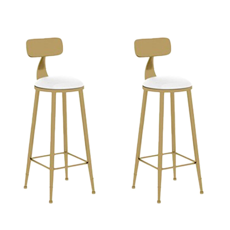 Glam Round Dining Stool Low Back Chairs with Gold Metal Base