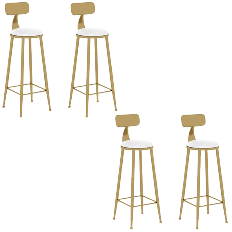 Glam Round Dining Stool Low Back Chairs with Gold Metal Base