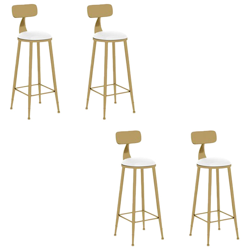 Glam Round Dining Stool Low Back Chairs with Gold Metal Base