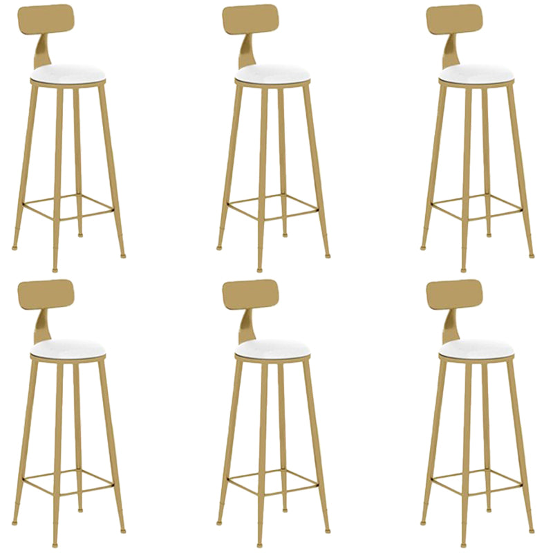 Glam Round Dining Stool Low Back Chairs with Gold Metal Base