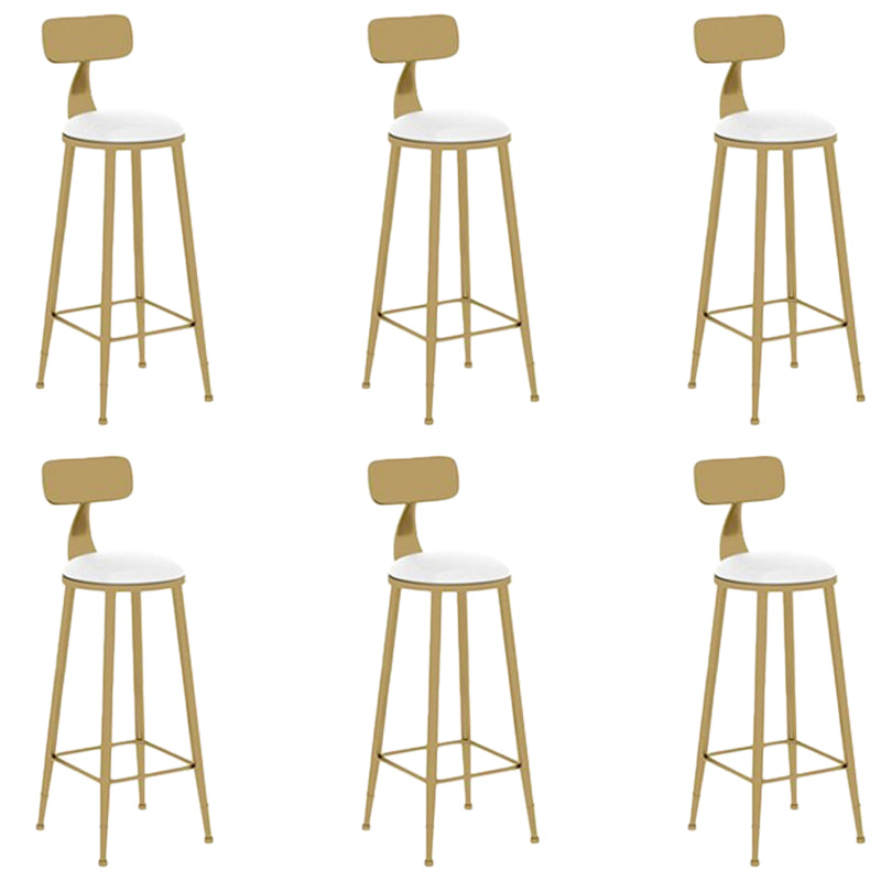 Glam Round Dining Stool Low Back Chairs with Gold Metal Base