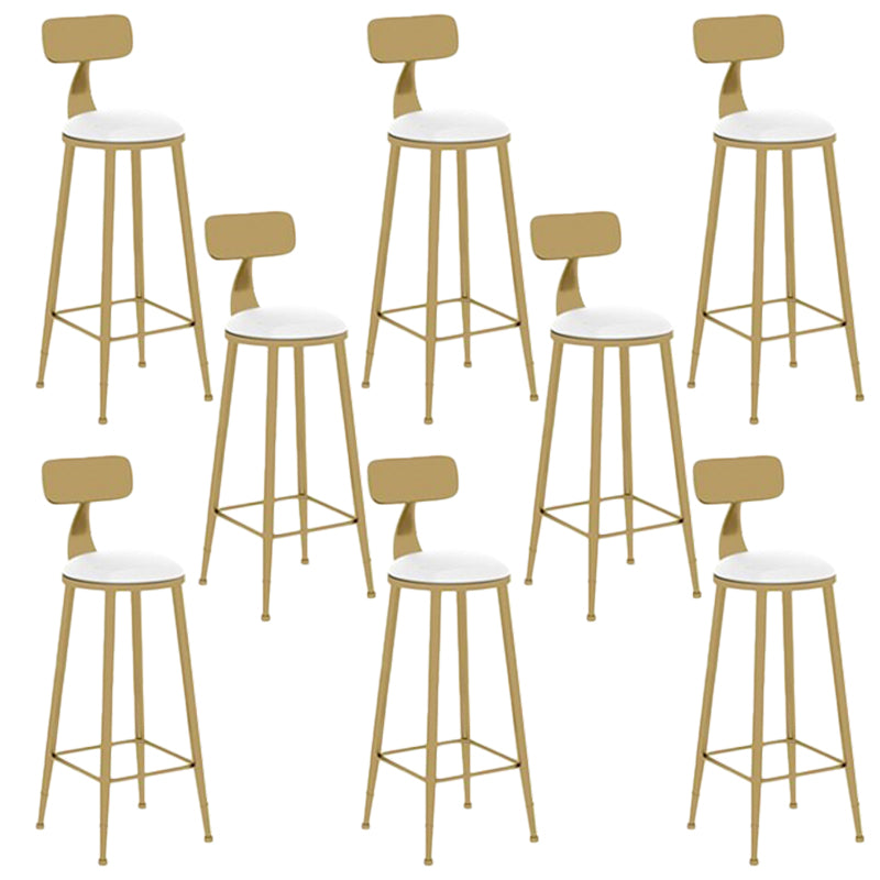 Glam Round Dining Stool Low Back Chairs with Gold Metal Base