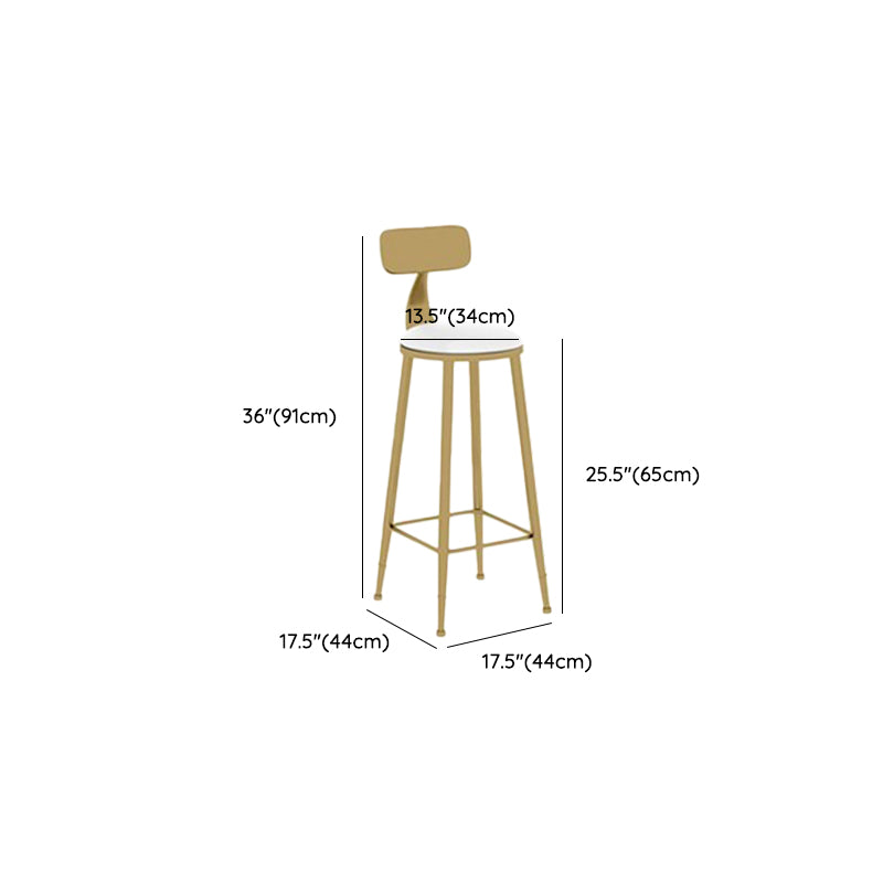 Glam Round Dining Stool Low Back Chairs with Gold Metal Base