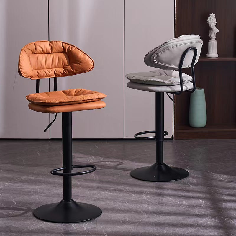Adjustable Armless Swivel Barstools Upholstered Indoor Bar Stool