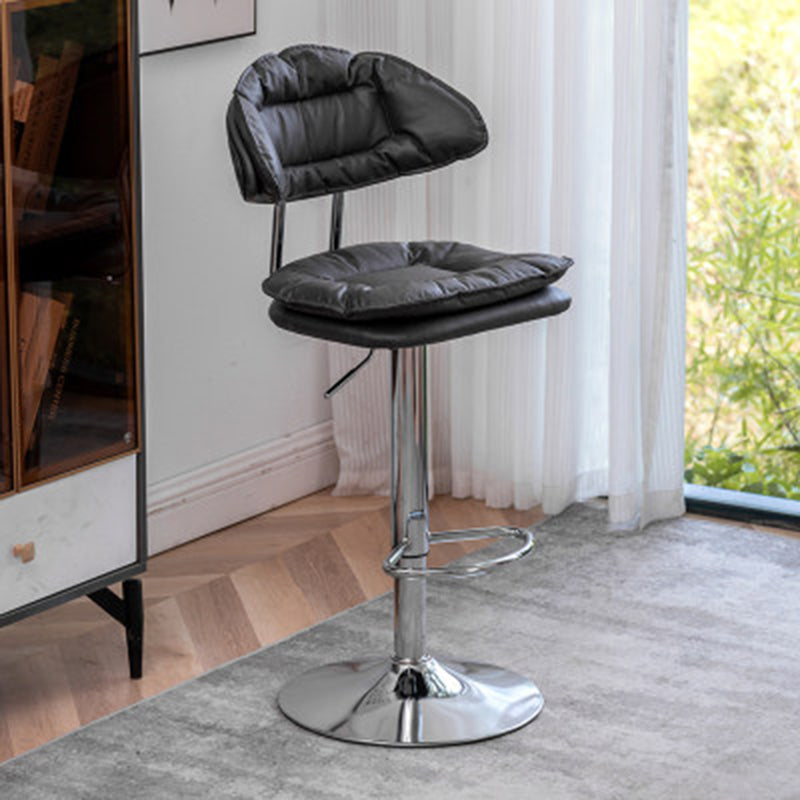 Adjustable Armless Swivel Barstools Upholstered Indoor Bar Stool