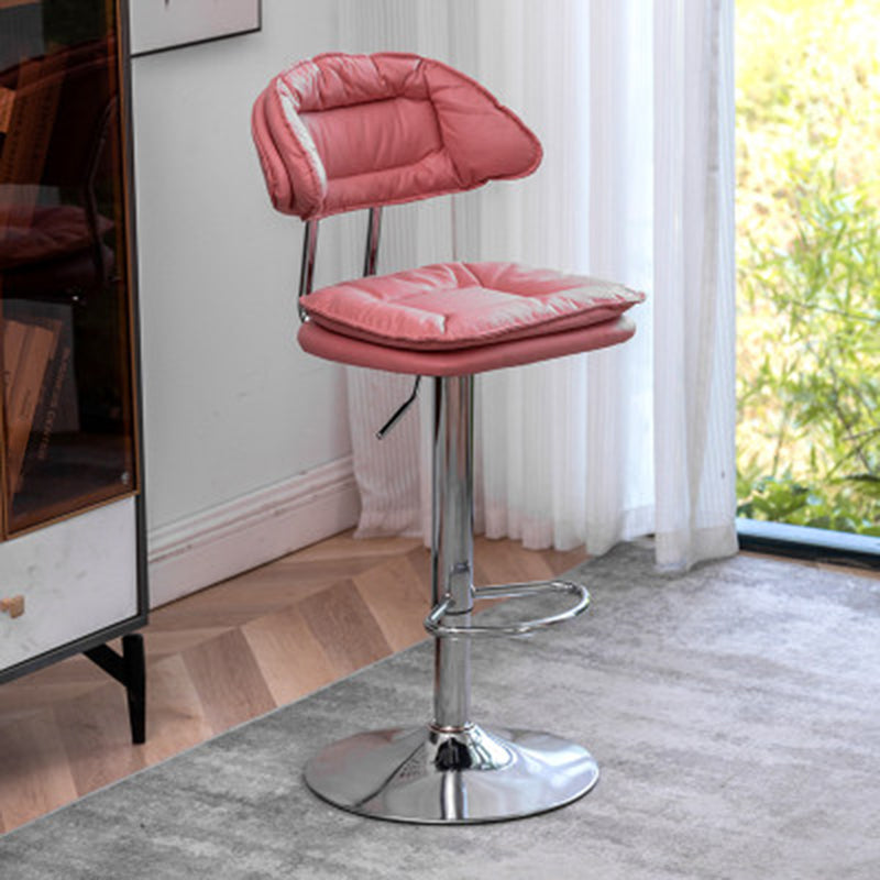 Adjustable Armless Swivel Barstools Upholstered Indoor Bar Stool