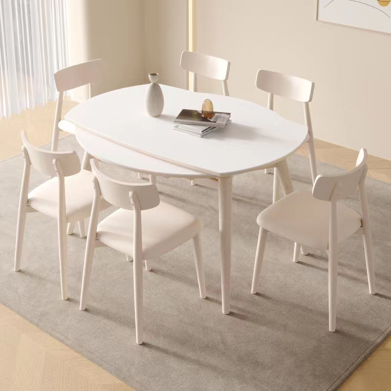 Modern 1/4/5/7 Pieces Furniture Round Stone Dining Set in White