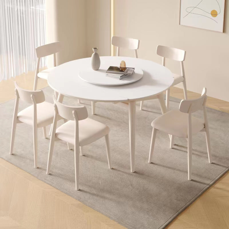 Modern 1/4/5/7 Pieces Furniture Round Stone Dining Set in White