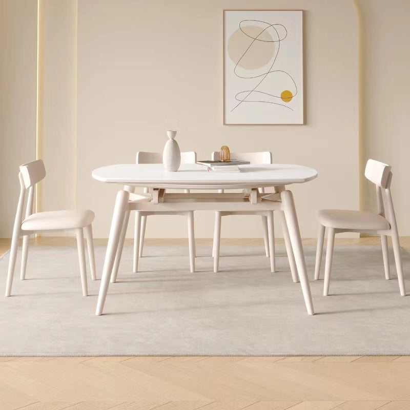 Modern 1/4/5/7 Pieces Furniture Round Stone Dining Set in White