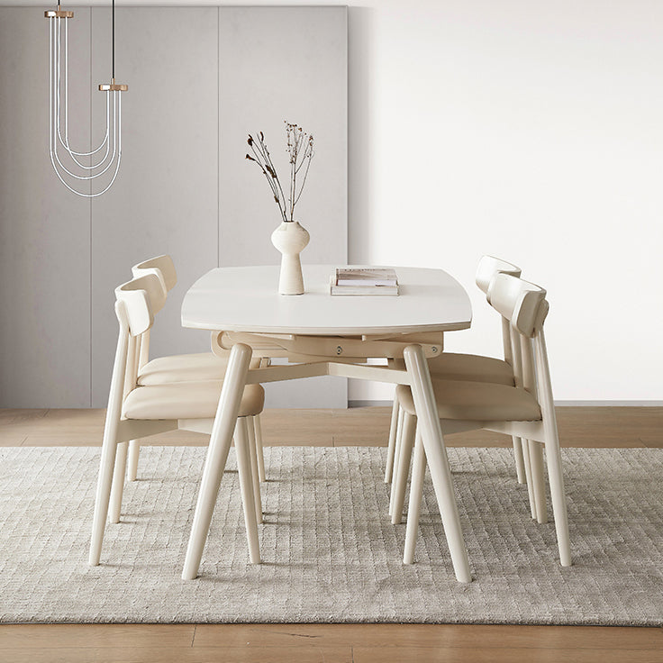 Modern 1/4/5/7 Pieces Furniture Round Stone Dining Set in White