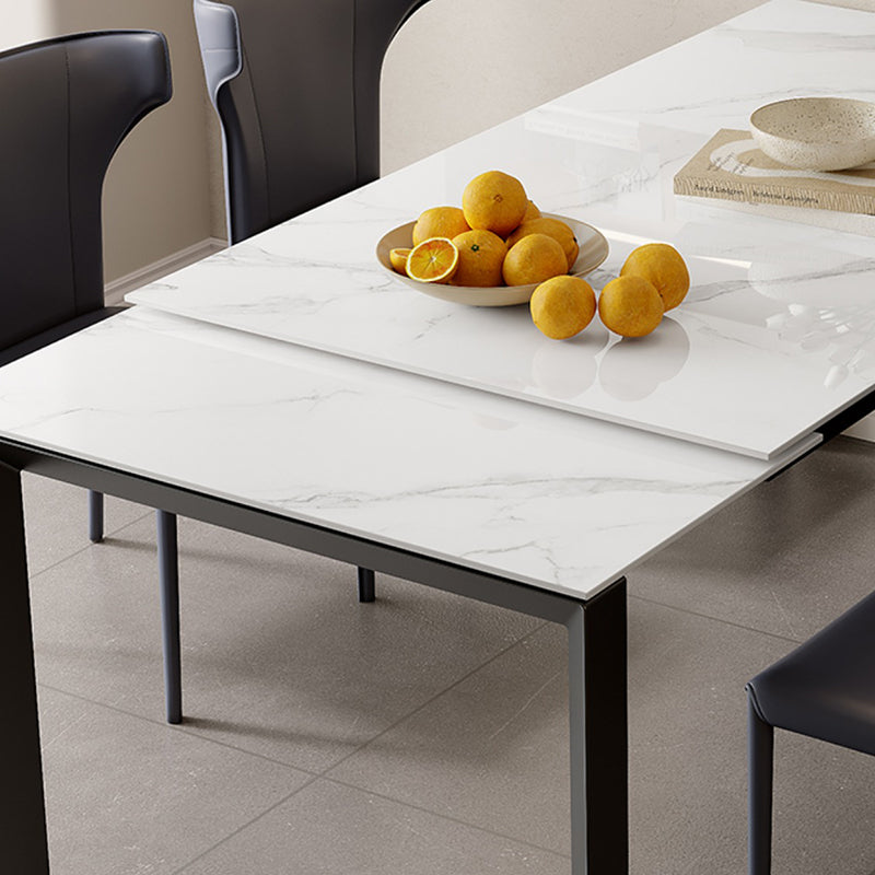 Modern Style 1/3/4/5 Pieces Dining Table Rectangle Stone Extendable Furniture in White