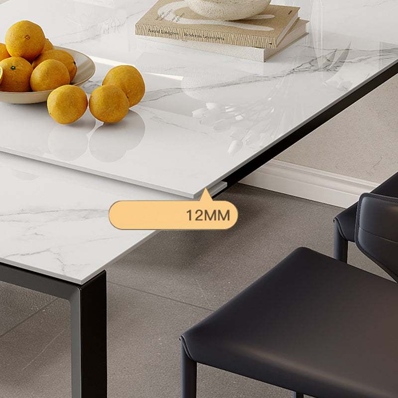 Modern Style 1/3/4/5 Pieces Dining Table Rectangle Stone Extendable Furniture in White