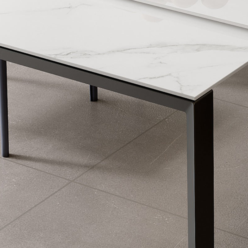 Modern Style 1/3/4/5 Pieces Dining Table Rectangle Stone Extendable Furniture in White