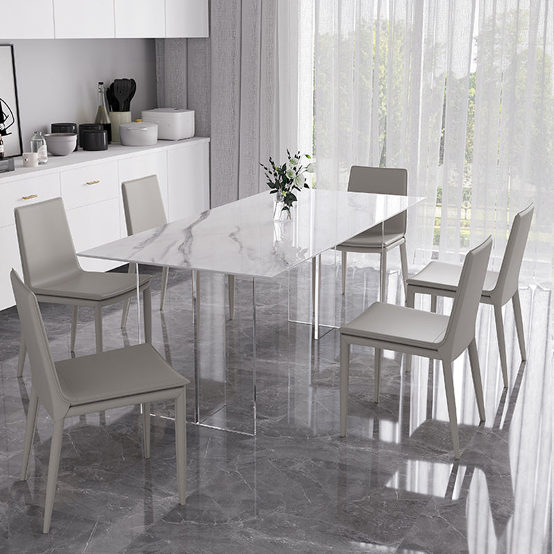 Modern 1/4/5/7 Pieces Dining Table Rectangle Stone Furniture in White