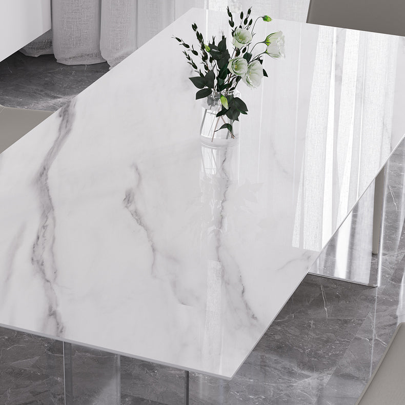 Modern 1/4/5/7 Pieces Dining Table Rectangle Stone Furniture in White