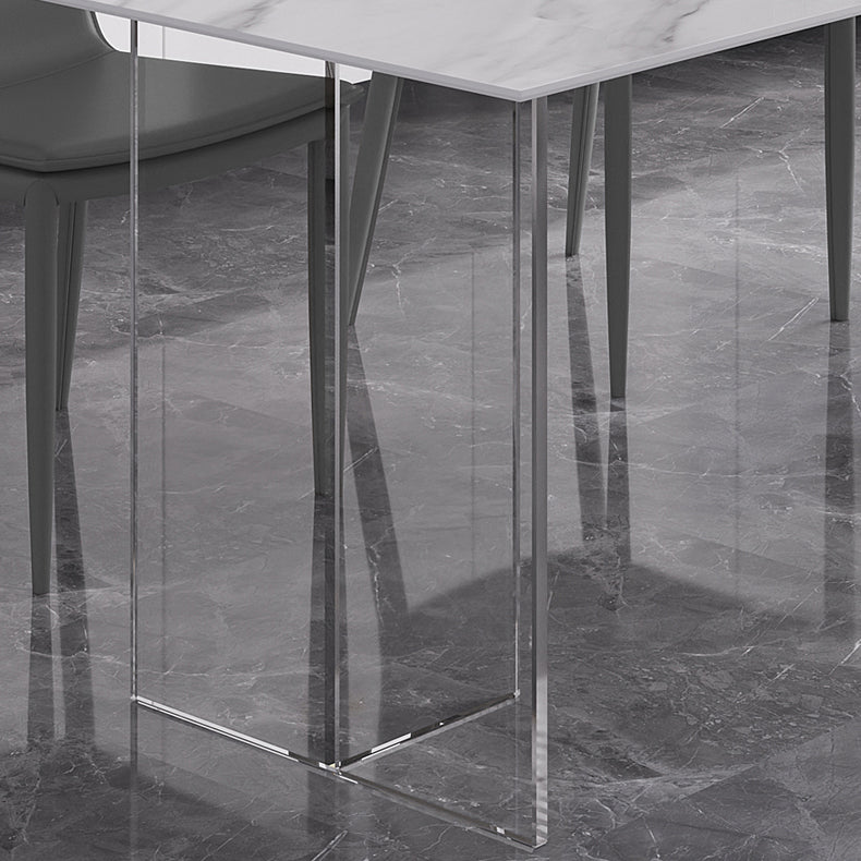 Modern 1/4/5/7 Pieces Dining Table Rectangle Stone Furniture in White