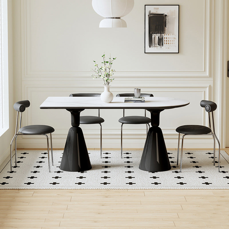 Contemporary Dining Room Dinner Table Oval Double Pedestal Dining Table